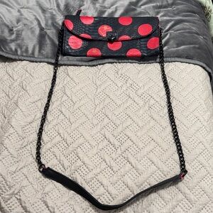 Vera Wang Black Crossbody Bag with Red Polka Dots